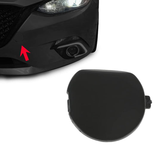 G-PLUS Front Bumper Bracket Tow Hook Cover Compatible with 2014-2016 Mazda3 Front Bumper Bracket Tow Eye Hook Cover Cap Replacement BHN150A11BB BJS750A11BB