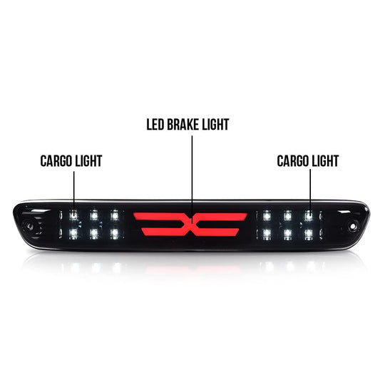 G-PLUS Third 3rd X Brake Light Cargo Lamp High Mount Stop Light Compatible with Chevy Colorado 2004-2012,Fit 2006-2008 GMC Canyon Isuzu I-Series Cab Roof Center Mount Brake Stop Tail Lamp Smoky Lens