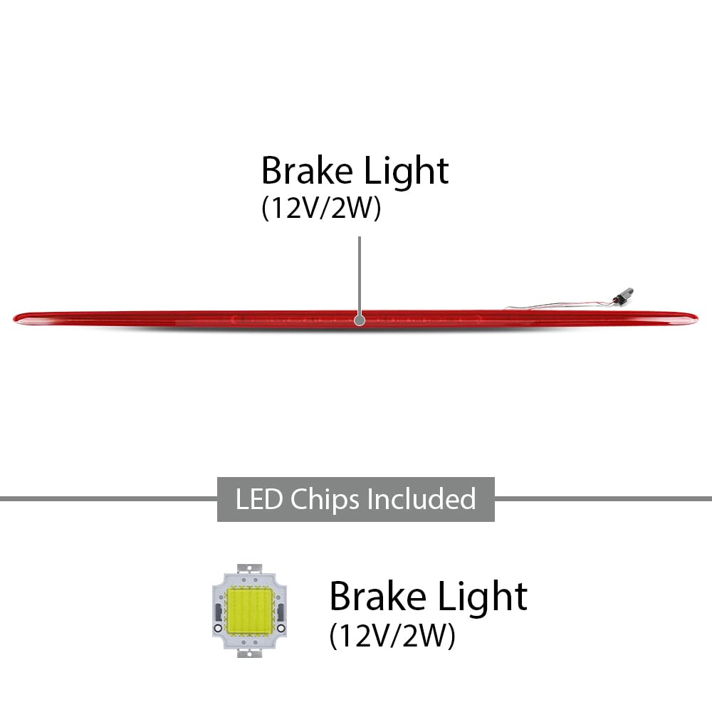 G-PLUS LED 3rd Brake Light, Compatible with Mini Cooper Clubman/Cooper Clubman 1.6L L4-Gas 2008-2013, Rear Third Lamp Red Lens, 63257167413