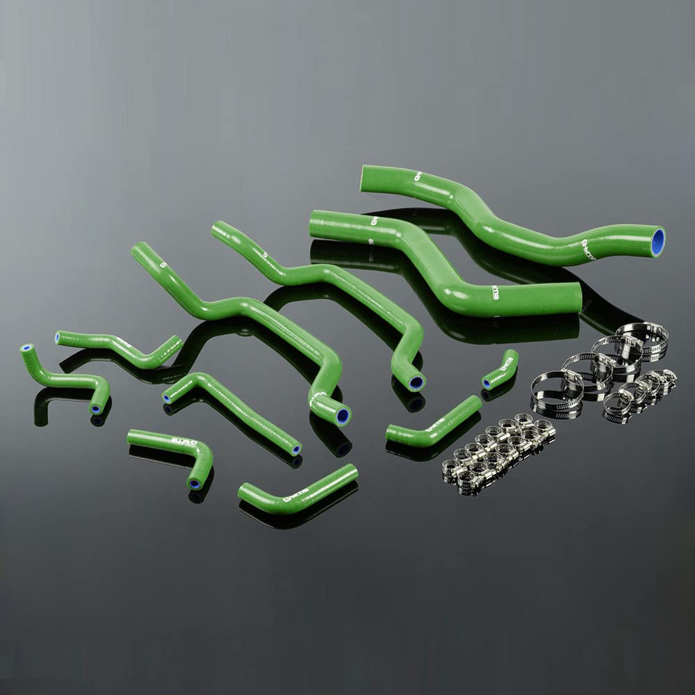 G-PLUS Silicone Radiator Hose Pipe Kit Clamps Compatible With 1995-1999 Mitsubishi Eclipse Turbo Coolant,Green