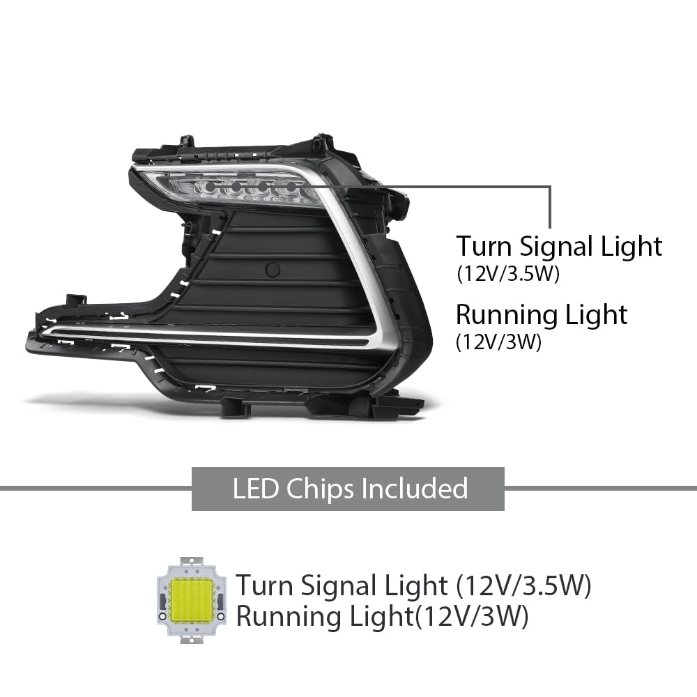 G-PLUS Fog Lights Daytime Running Light DRL LED with Turn Lamp Compatible with Hyundai Elantra Sport 2017-2018