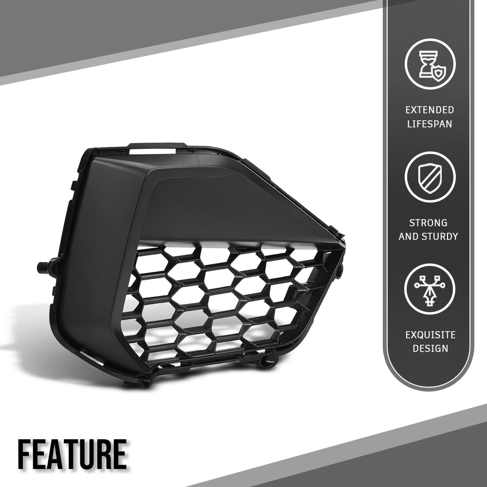 G-PLUS Front Right Corner Grille Compatible with Ford Mustang GT 2024-2025 Black