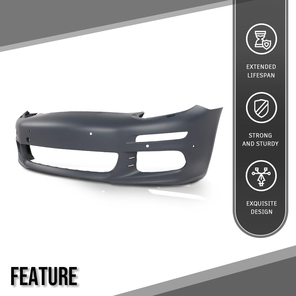 G-PLUS Front Bumper Cover Compatible with Porsche 2014 2015 2016 Models Without Sport Package, GTS, or Turbo 97050591169, 97050591151, 970-505-911-69, 97050591133, PO1000177 Black
