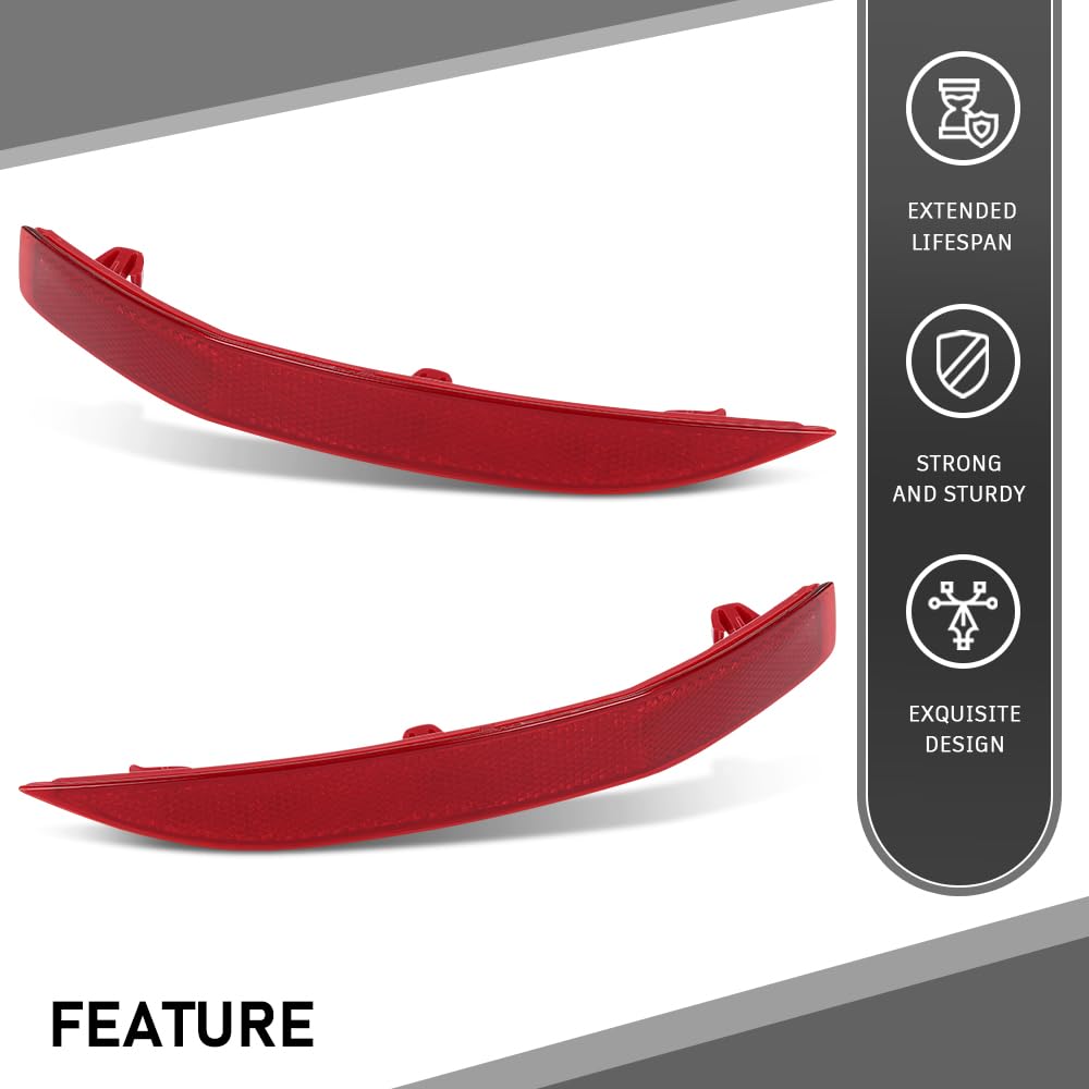 G-PLUS Pair Rear Bumper Reflector, Compatible with BMW X1 sDrive28i, xDrive28i 2.0L L4 - Gas 2017-2019/ X1 xDrive28i 2.0L L4 - Gas 2016, LH Driver & RH Passenger 2PCS, 61617355547, 61617355548