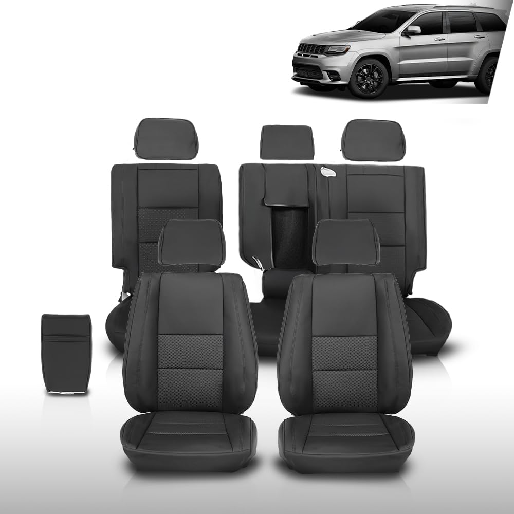 G-PLUS Full Seat Covers Set Compatible with Jeep Grand Cherokee 4 Door 2011-2019 Black