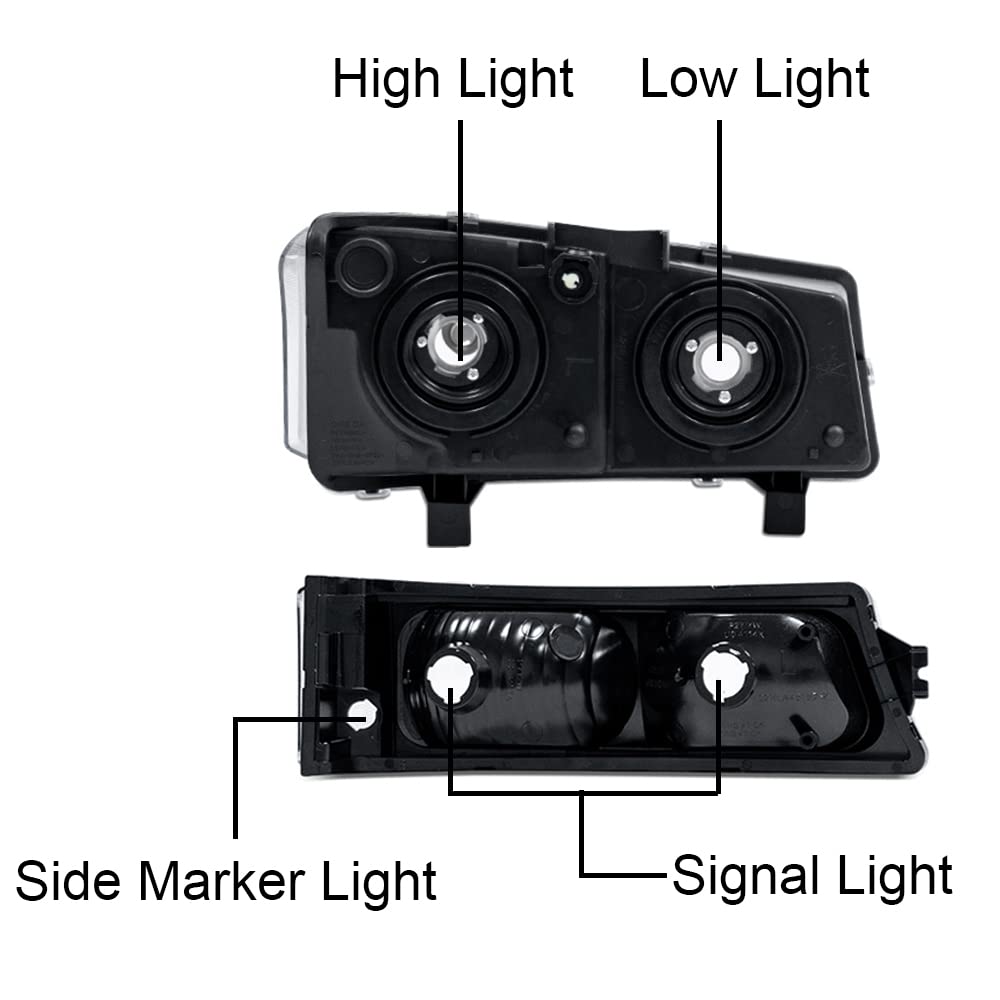 G-PLUS Headlights Compatible with Chevy Silverado/Avalanche 1500 2500 2003 2004 2005 2006 Bumper Headlamps, Clear Lens Chrome Housing Clear Reflector,faros delanteros