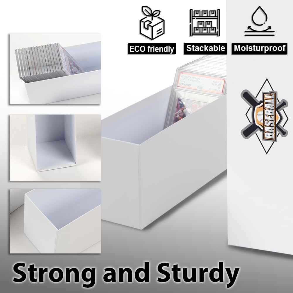 G-PLUS Graded Card Storage Box Holds 50-55 Graded Cards Holder Container (White)