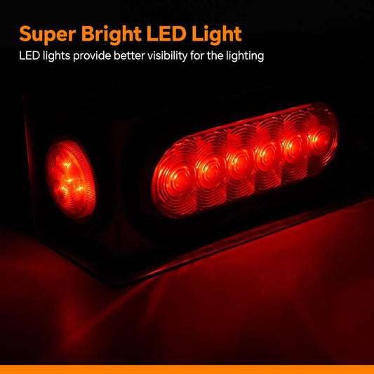 G-PLUS LED Trailer Steel Box Kit Light,Compatible with Trailer/Truck W/ 6" Oval Tail Light & 2" Marker Lamp Brake Lights Clear Lens Tail Lights Luces Traseras Assembly