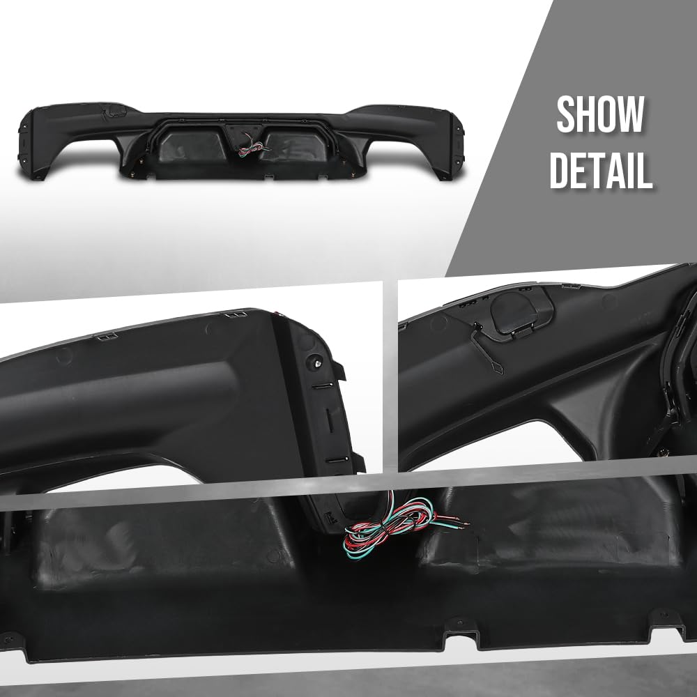 G-PLUS Rear Diffuser Compatible with BMW G30 G31 G38 5 Series 2017-2023 with M Sport Bumper Only Not Fit M550i Model Not Fit Model with Regular Non-M Sport Bumper Rear Diffuser Lip Glossy Black