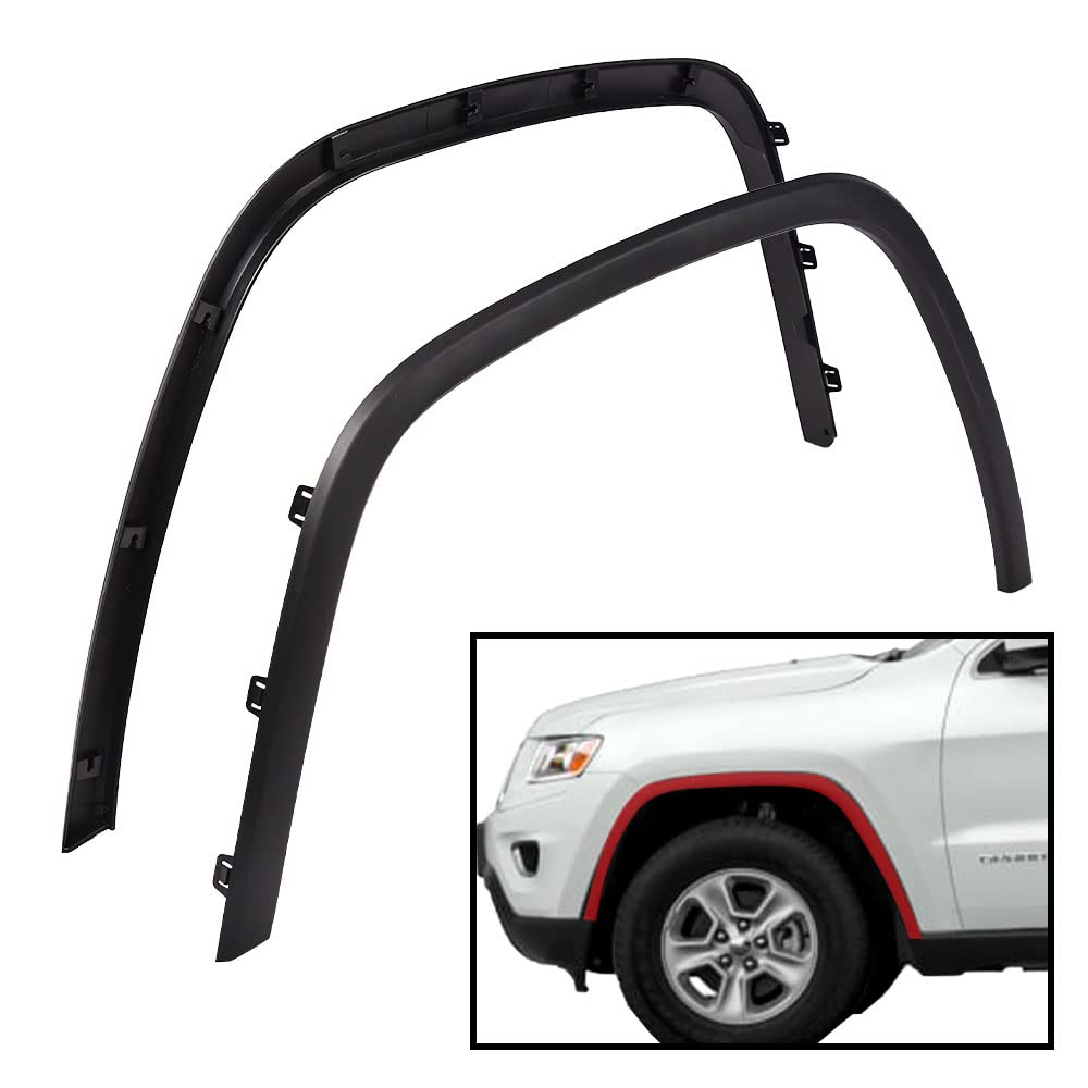 G-PLUS Front Driver & Passenger Side Fender Trim, Compatible with Jeep Grand Cherokee 2011-2016, Black Plastic Wheel Opening Molding Trim Pair Fender Flares