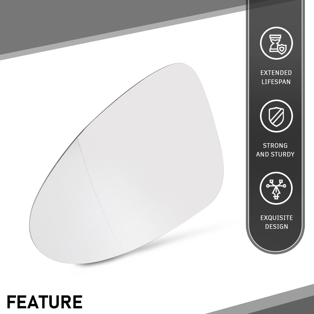 G-PLUS Driver Left Side Mirror Glass Compatible with Porsche Macan 2015 2016 2017 2018 2019 2020 2021 95B857521H, 95B-857-521-G White