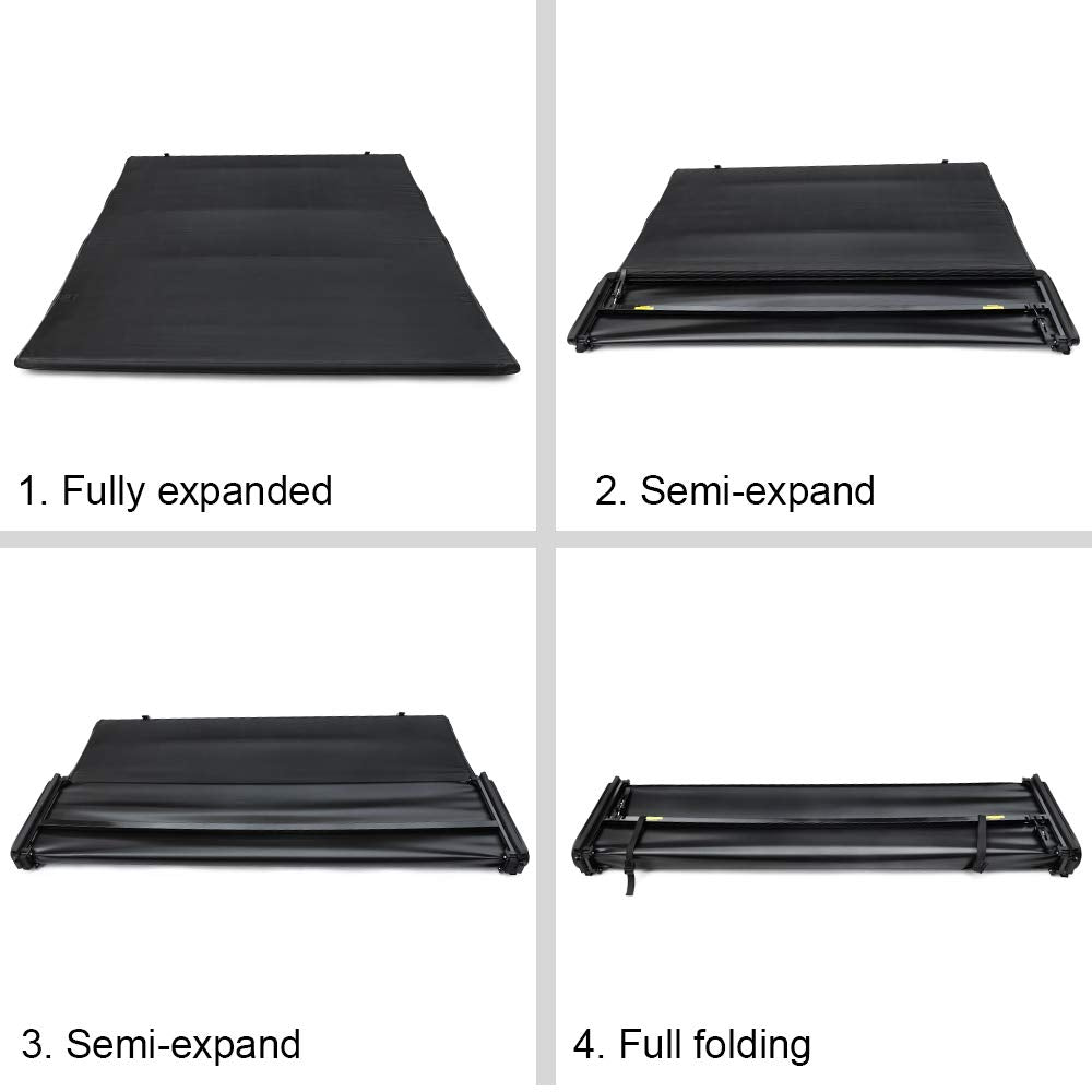 G-PLUS 5.5ft Soft Lock Four-Fold Truck Bed Tonneau Cover Compatible with 2015-2022 Ford F150 Extra Short Bed 5´5"