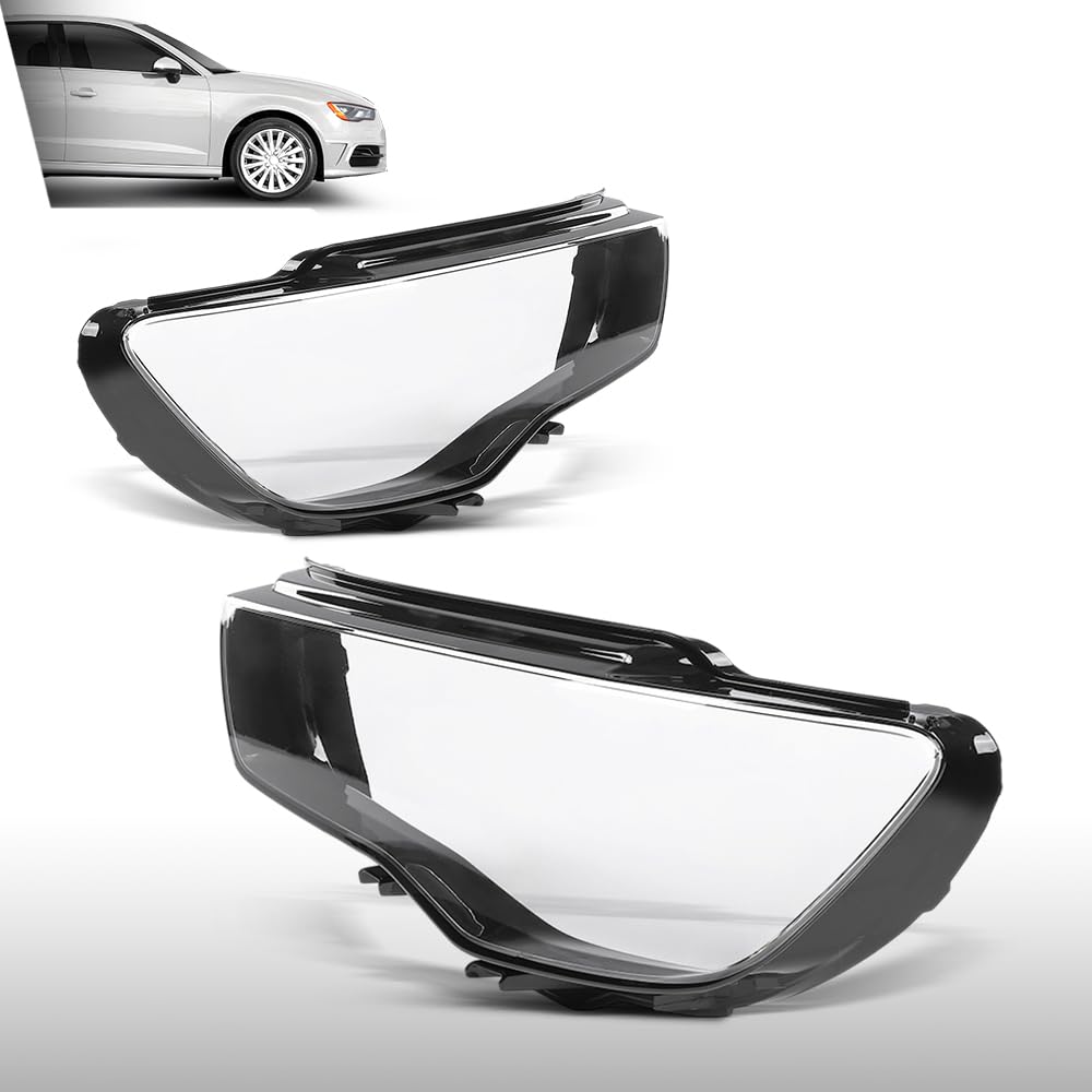 G-PLUS Headlight Lens Cover Compatible with Audi A3 2013-2016 8V0941003, 8V0941004 Left & Right Pair Front Headlamp Lens Cover Clear