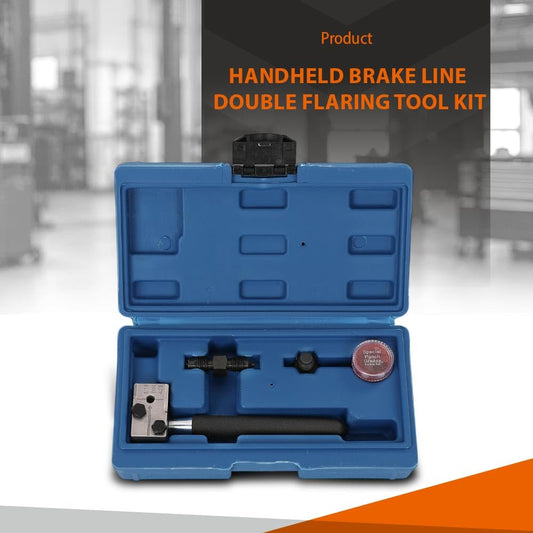 G-PLUS Universal 45 Degree Double Brake Line Flaring Tool Kit 3/16 Inch SAE Hand Held, 45 Steel, Brake Line Tubing Flaring Tool Set with Punch, Positioning Bolt & Lubricant Container Black