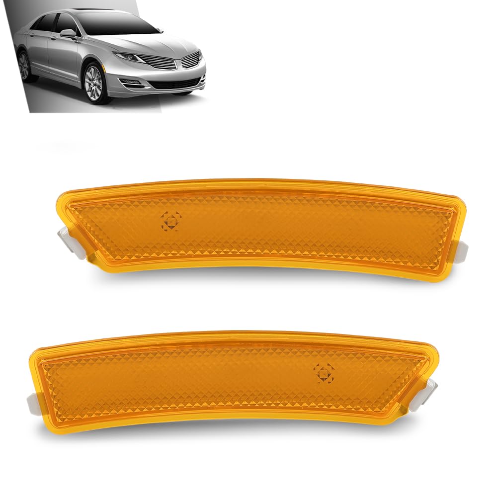G-PLUS Pair Front Bumper Reflector Side Marker Light Lamp, Compatible with Lincoln MKZ 2013-2016, LH Driver & RH Passenger 2PCS, DP5Z13A565F, DP5Z13A565E, FO1084100C, FO1085100C