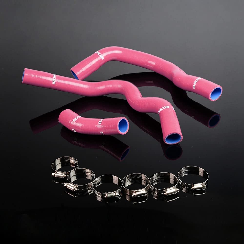 G-PLUS Silicone Radiator Coolant Pipe Hose Kit Clamps Compatible With 2004-2008 BMW Mini Cooper S JCW W11 1.6 R52/2001-2006 BMW R53,Pink