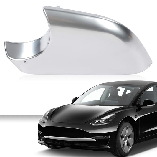G-PLUS Left Side Wing Door Mirror Cover Lower Silver Holder Chrome Compatible With Tesla Model 3 2017-2022 22873005 Silver