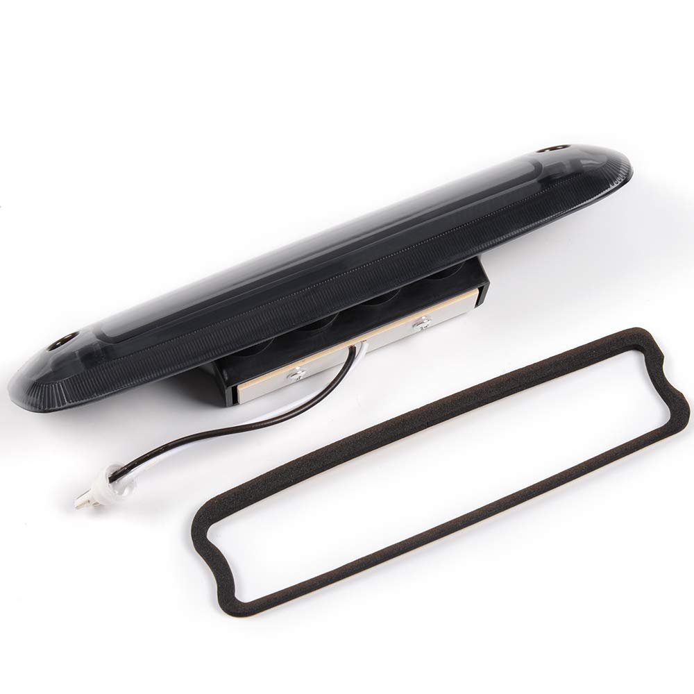 G-PLUS LED Third 3rd Brake Cargo Light Assembly Compatible with Jeep Cherokee 1997 1998 1999 2000 2001 Rear Roof Center High Mount Stop Tail Light Replacement (Black Housing Smoke Lens)