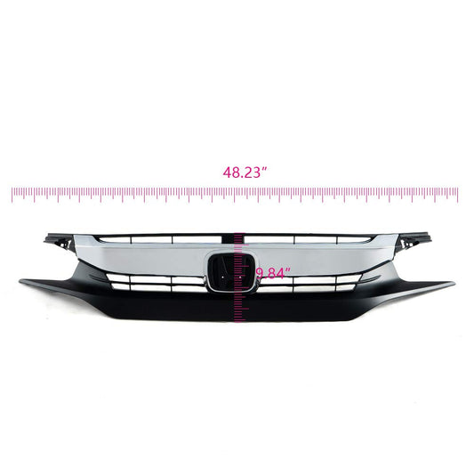 G-PLUS Factory Style Gloss Front Upper Bumper Grille Hood Compatible With CIVIC 16-18 GRILLE (Chrome)