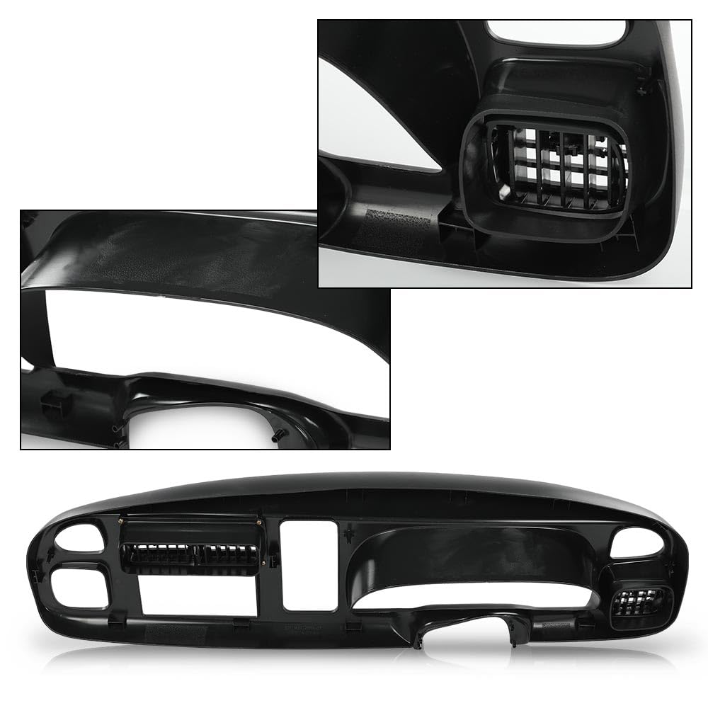 G-PLUS Dash Board Radio Bezel Double Din w/Vents Compatible with Dodge Ram 1500 1998-2001/ Ram 2500 3500 1998-2002 Matte Black Plastic