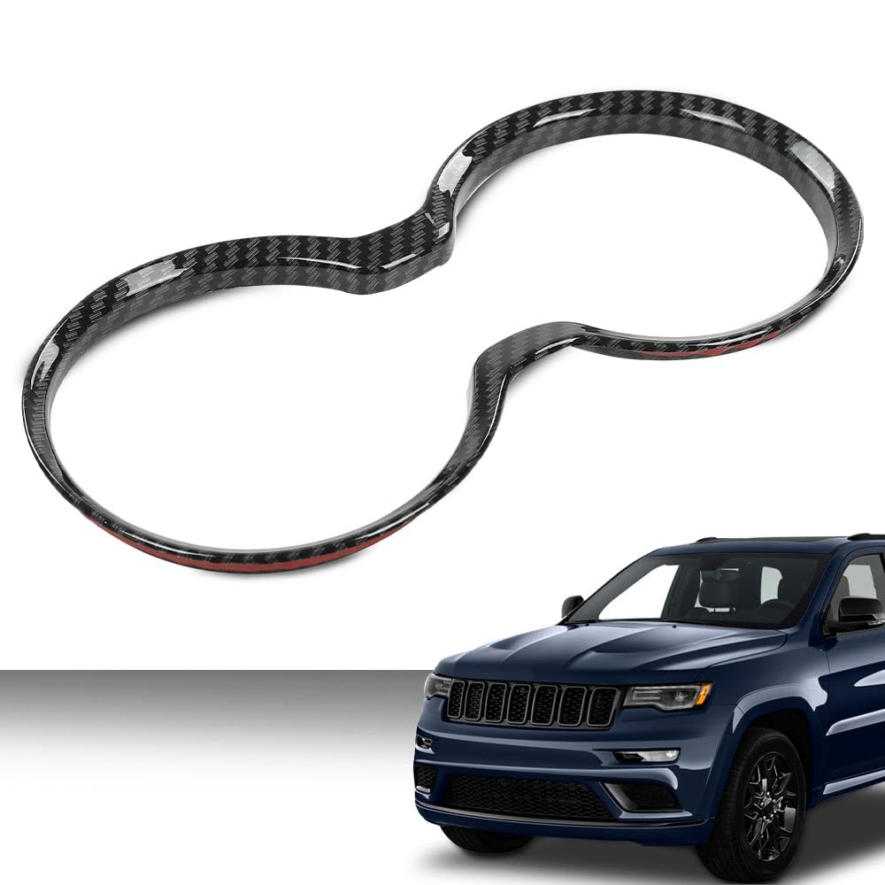 G-PLUS Gear Shift Cup Holder Cover Trim Bezel Compatible with Jeep Grand Cherokee 2011-2021 Black Carbon Fiber