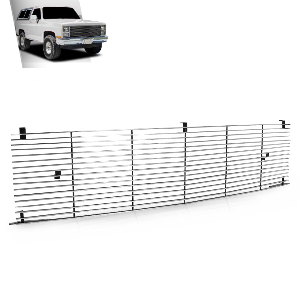 G-PLUS Front Billet Grille Insert Compatible with Chevy Blazer Suburban GMC Jimmy Suburban 1981-1988, Fit Chevy GMC C/K Pickup 1981-1987, Fit for Phantom Style With Stacked Lights