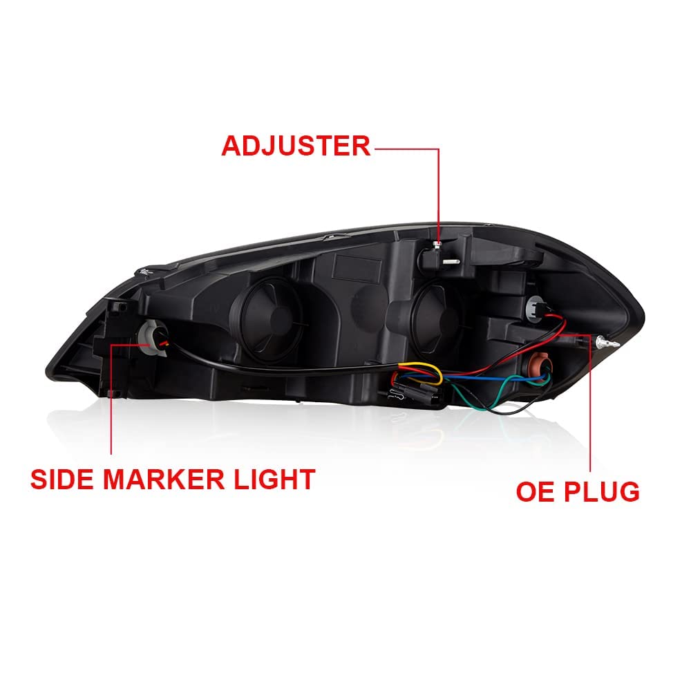 G-PLUS LED DRL Headlights Assembly W/o Bulbs, Fit 2006-2007 Chevy Monte Carlo/2006-2013 Chevy Impala/2014-2016 Impala Limited Headlamps, Smoky Lens Chrome Housing Amber Reflector,faros delanteros