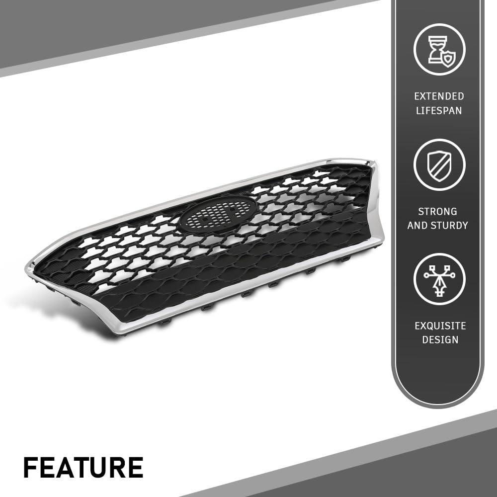 G-PLUS Front Bumper Grille Chrome Trim Compatible with Hyundai Kona Hatchback 2018-2021 86350J9100