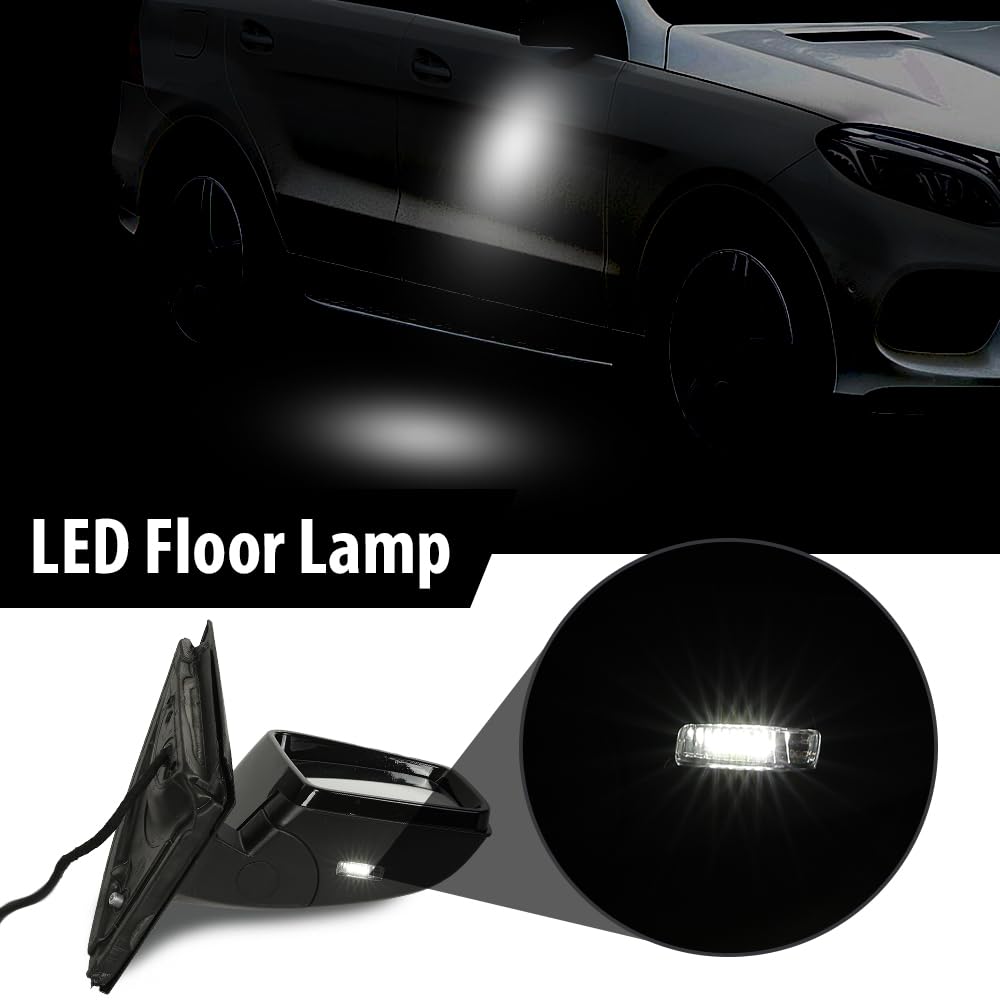 G-PLUS Rear View Mirror w/o Blind Spot Right Side Compatible with Benz GLE (W166)/GLS (X166) 2015-2019,Fit Benz GL (X166) 2012-2019,Fit Benz M (W166) 2012-2016 1668108300 1668108500 Glossy Black