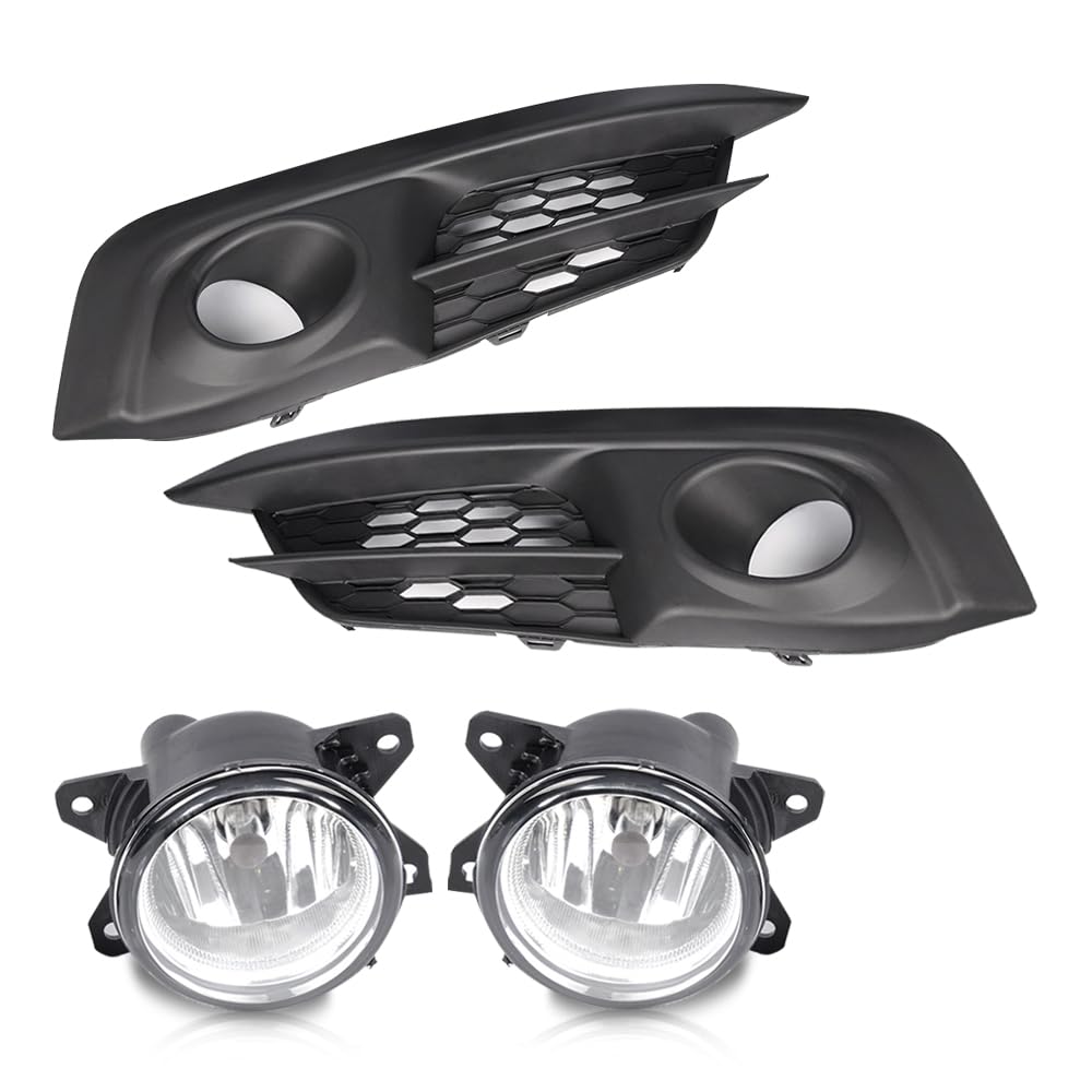 G-PLUS Front Bumper Fog Lights Compatible with Honda Civic 2/4dr Models 2016-2017 Clear Lamps+Switch+Bulbs, neblineros para autos delantero,faros antiniebla(Not fit Touring & SENS models)