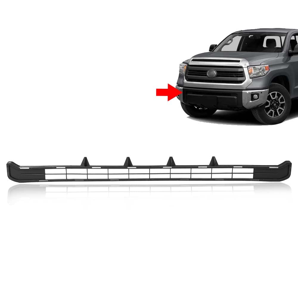 G-PLUS Front Upper Hood Bulge Molding Grille & Bumper Lower Grille Insert Compatible with 2014-2021 Toyota Tundra 761800C030C0 TO1231102 Black