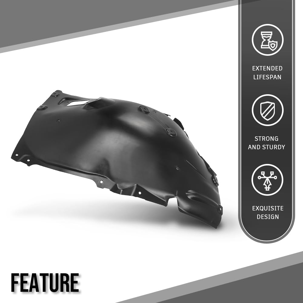 G-PLUS Front Driver Forward Fender Liner Compatible with BMW 330e Base 2021 2022 2023 2024 51717315729, BM1248161 Black