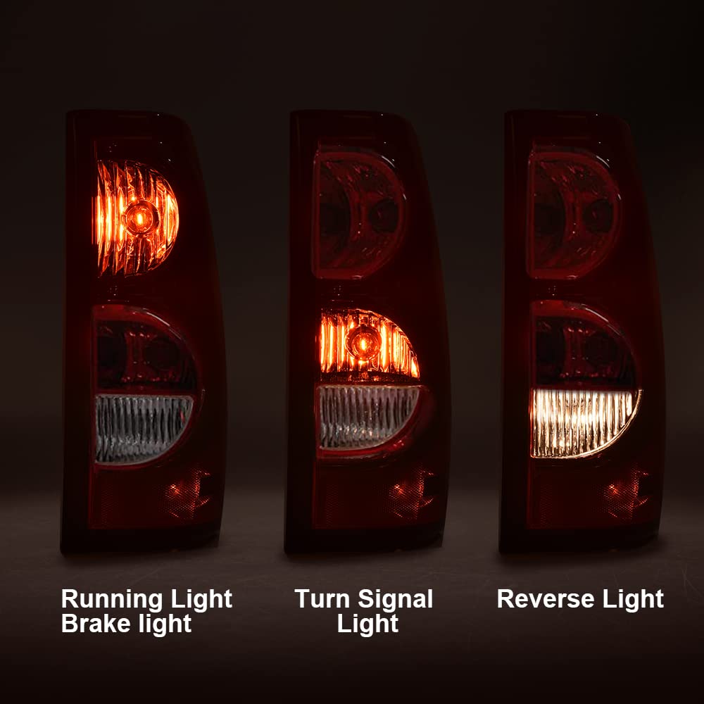 G-PLUS Right Passenger Side Rear Brake Tail Lights w/Wiring Harness Replacement Compatible with 2003-2006 Chevy Silverado All Models 19169003 19169005 Luces Traseras Rear Brake Lamps Assembly