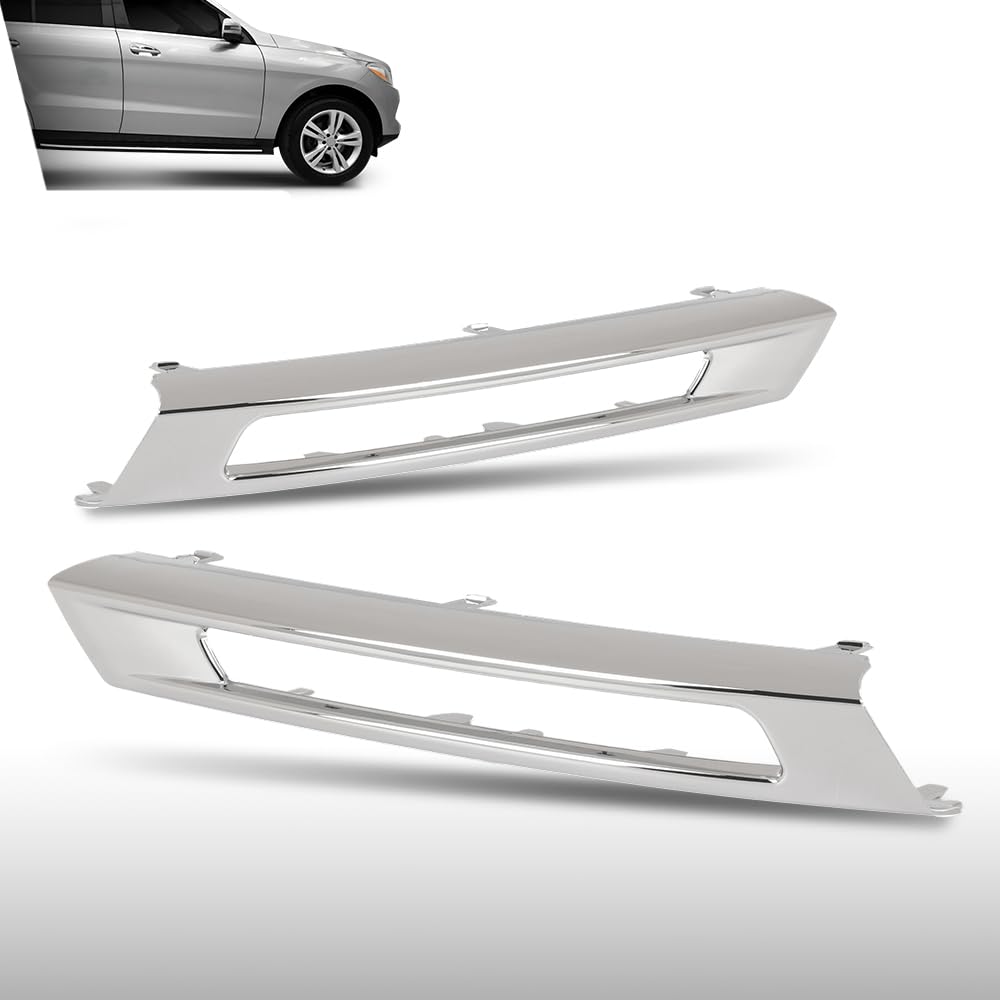 G-PLUS Pair Left Right Fog Light Chrome Trim Cover Compatible with Benz W166 ML-Class ML350 2012-2015 1668850774, 1668850874 Silver