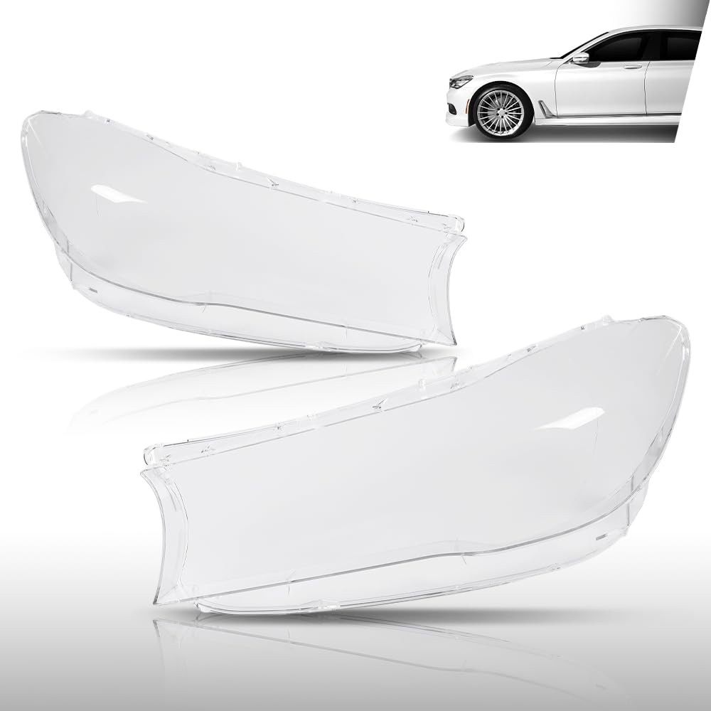 G-PLUS Headlight Lens Cover Compatible with BMW 7 Series G11 G12 2016-2019 63117408709, 63117408708 Left & Right Pair Front Headlamp Lens Cover Clear