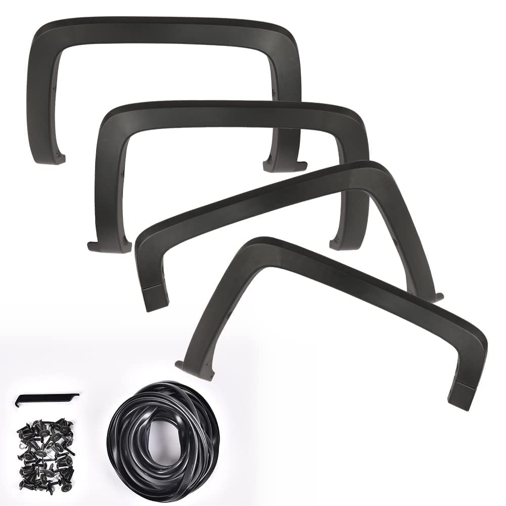 G-PLUS Fender Flares 4 PCS Textured Factory Compatible with Chevy Silverado 1500 2014-2018/ Silverado 2500 3500HD 2015-2019 (6.5' and 8' Long Bed), NOT Fit GMC Sierra & Dually model Wheel Flares Cover