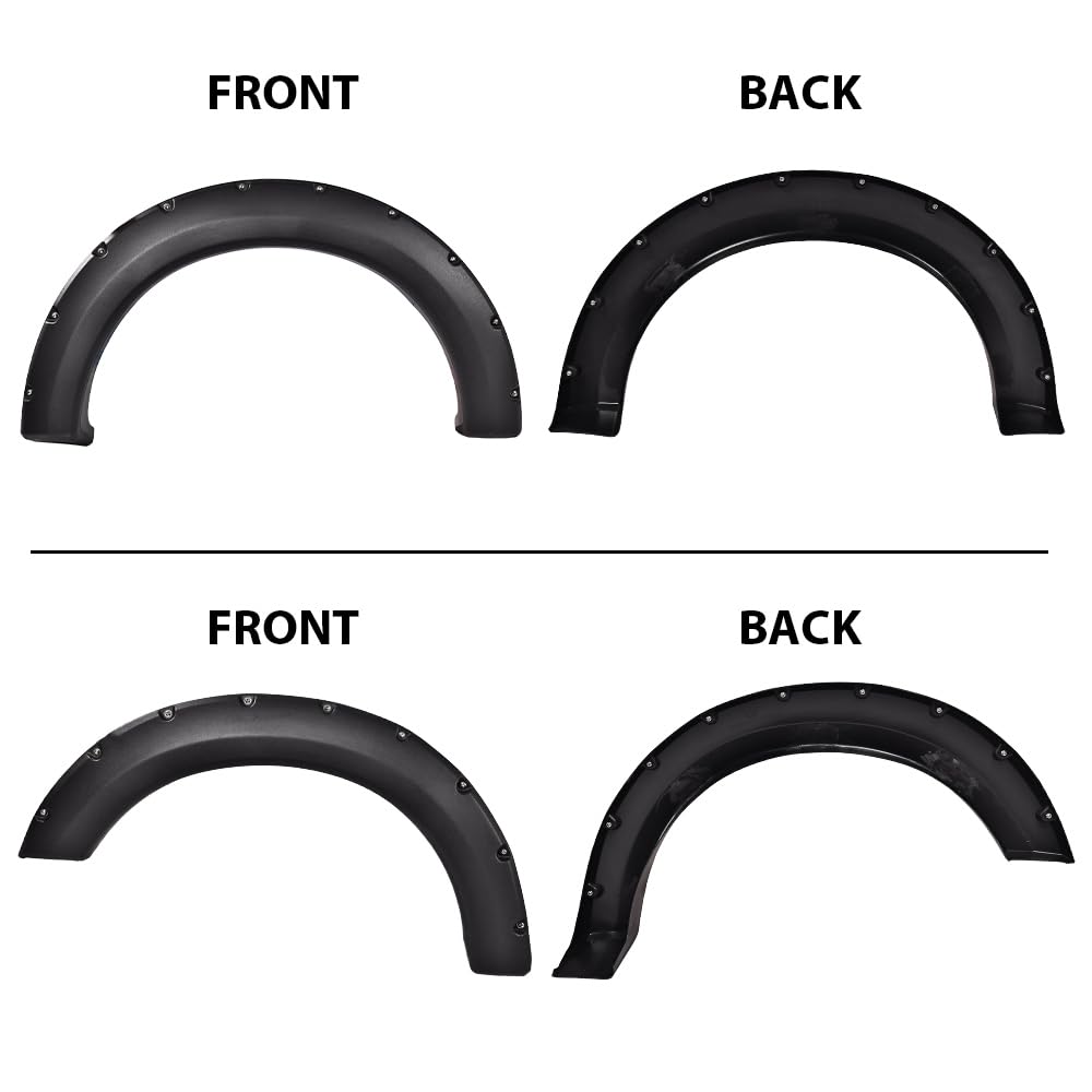 G-PLUS 4PCS Fender Flares Compatible with Ford F150 2004-2008 with 66.0" / 67.0" / 78.0" / 96.0" Bed Length (Not Fit Heritage Models) Wheel Opening Molding Arch Trim, Textured Riveted Style