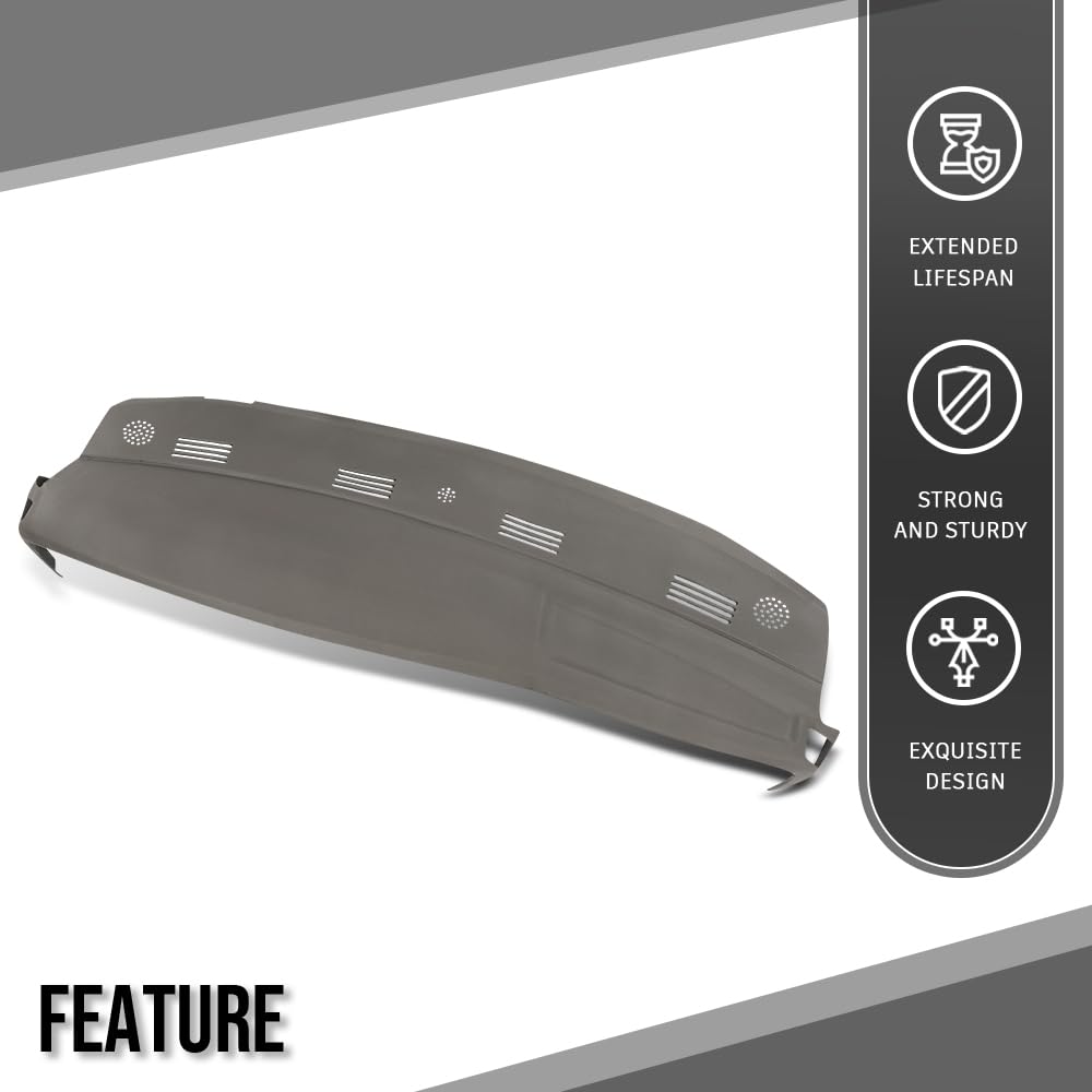 G-PLUS TPE Dash Cover Skin Dash Cover Overlay Skin Compatible with Dodge Ram 1500 2002 2003 2004 2005 / Dodge Ram 2500 3500 2003 2004 2005 Gray