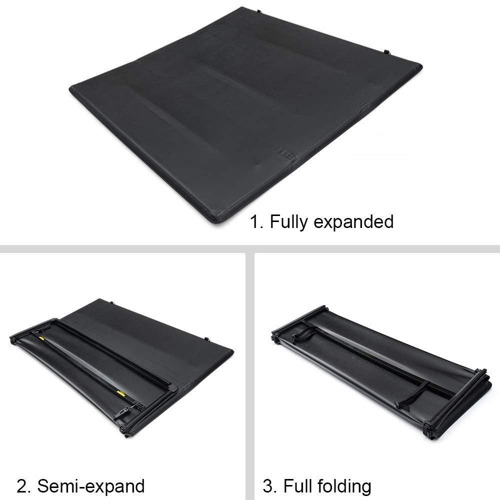 Soft Top T3 Tri-Fold Truck Tonneau Cover Replacement for Toyota Tacoma 2016 2017 2018 2019 2020 2021 | Fleetside 6' Bed | for Models with the Bed Rail System