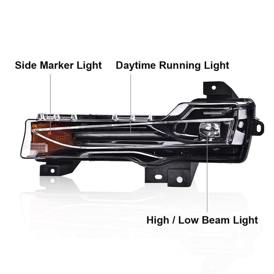 G-PLUS Fog Lights Compatible with Tesla 3 2017-2023 /Fit Tesla Y 2020-2023 LED DRL UP-LEVEL Driver & Passenger Side Fog Lamps 1077391 107739100 1077391-00-C