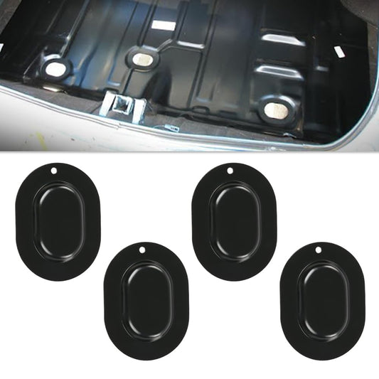 G-PLUS 4PCS Metal Trunk Floor Pan Drain Plug Plate Compatible with A-body/Chevelle/GTO/442/GS 1967-72,Camaro/Firebird 67-81 Fit for All GM Big Car & All GM from 67-77