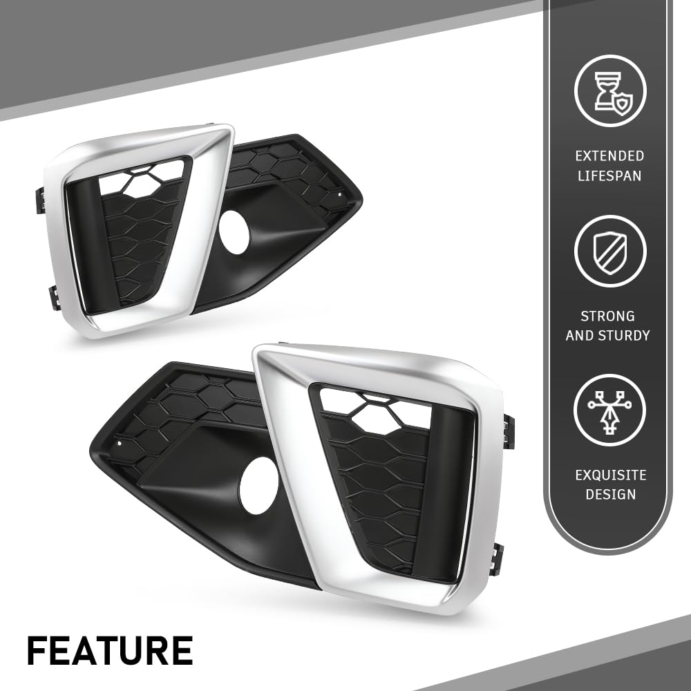 G-PLUS Pair Fog Light Cover Fog Lamp Grilles Cover, Compatible with Audi A4/S4 2020-2023, LH Driver & RH Passenger 2PCS