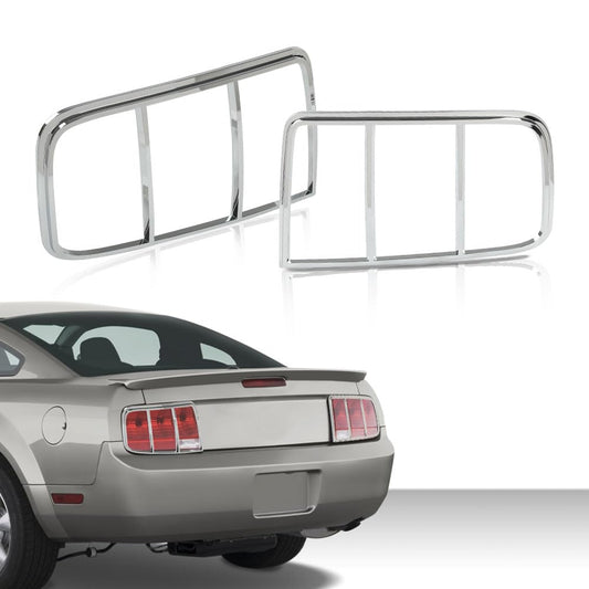 G-PLUS Chrome Taillight Tail Light Bezel Covers Compatible with Ford Mustang 2005-2009 Triple Chrome Plated Silver