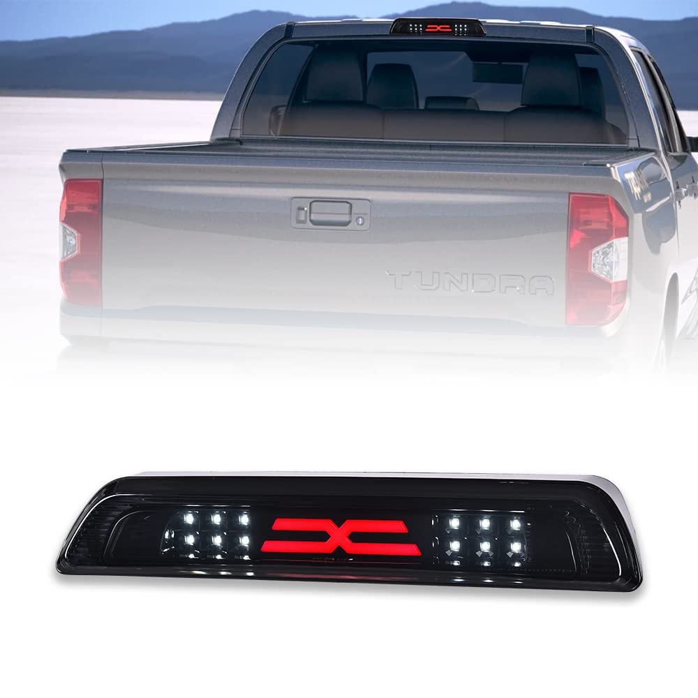 G-PLUS LED Third Brake Light Compatible with Toyota Tundra 2007-2018, 3rd High Mount Cargo Light, Type X, Smoky Lens Black Housing, 81570-0C050