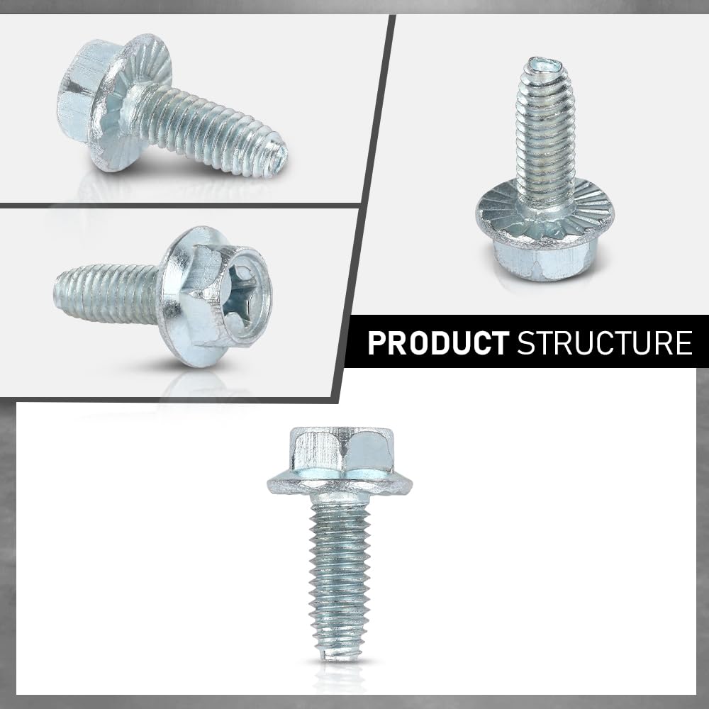 G-PLUS 100 License Plate Screws Compatible with Most Vehicles,#14x 3/4" (#1620), Hex/Phillips/Flat
