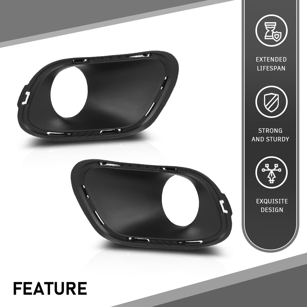 G-PLUS Fog Light Bezel Fog Lamp Trim Cover Grill Compatible with Jeep Cherokee 2014-2018 Pair Black