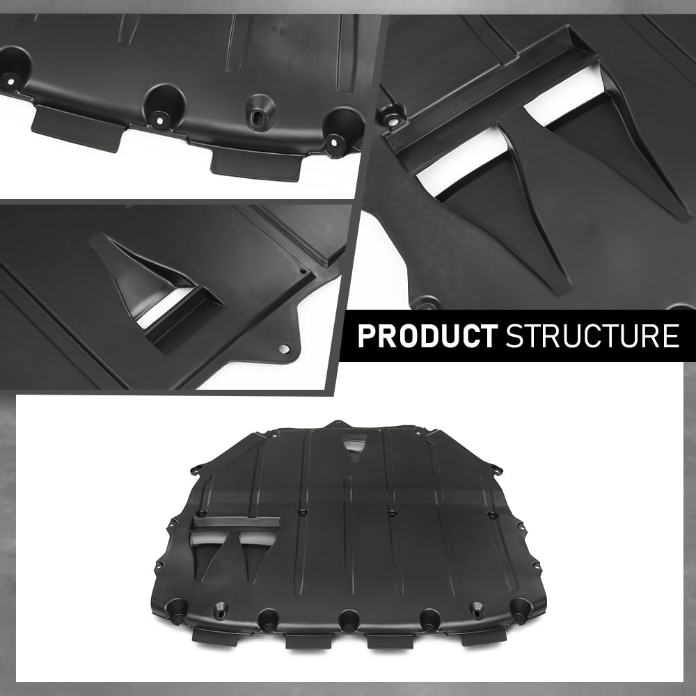 G-PLUS Front Engine Splash Shield, Compatible with Audi TT Base 2008-2009/ TT Quattro Base 2008-2015/ Quattro (submodel: Premium Plus, Prestige) 2012-2013, 8J8825237A, AU1228116