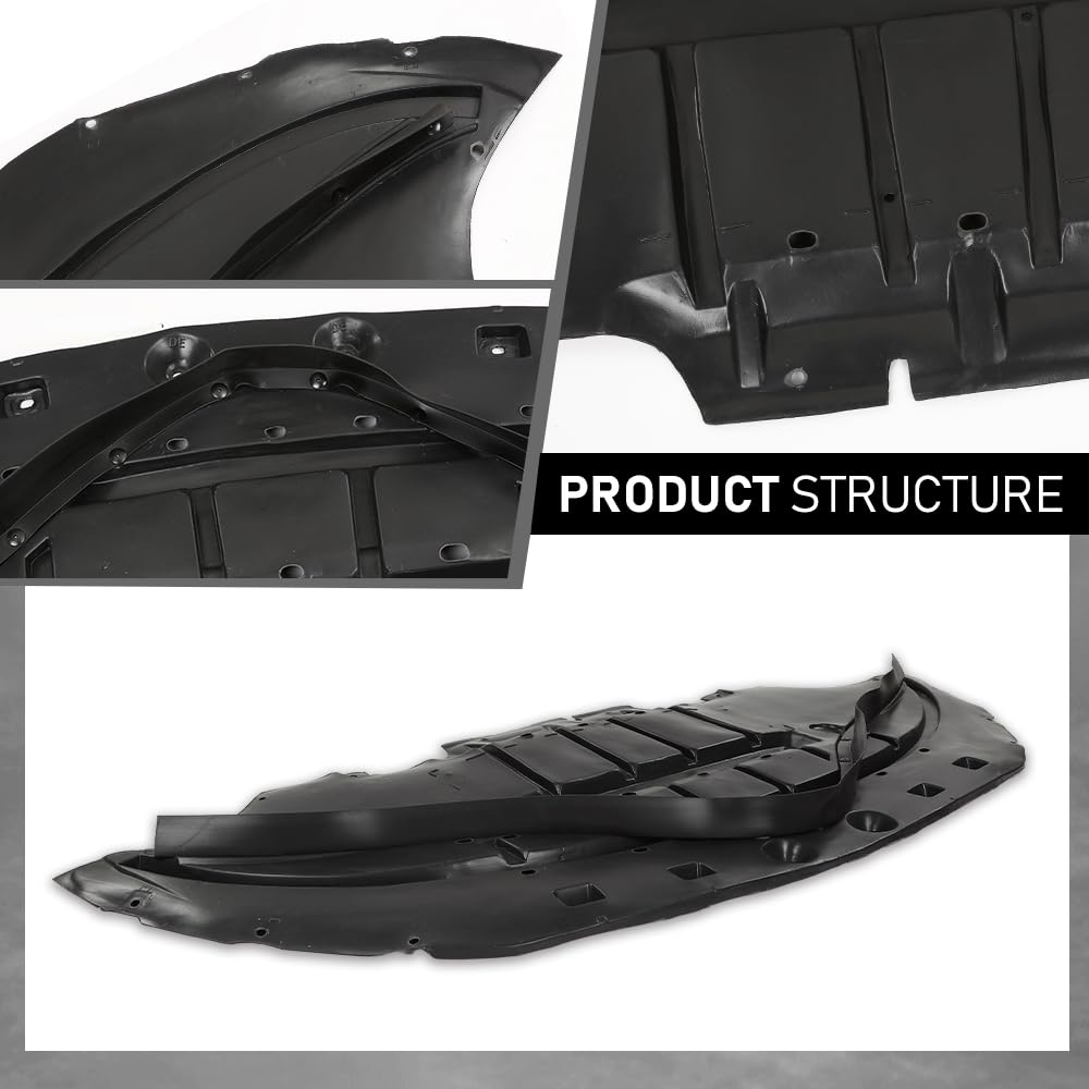 G-PLUS Front Engine Splash Shield, Compatible with Ford Mustang EcoBoost/GT/ V6 2015-2017, FR3Z17626B, FO1228144