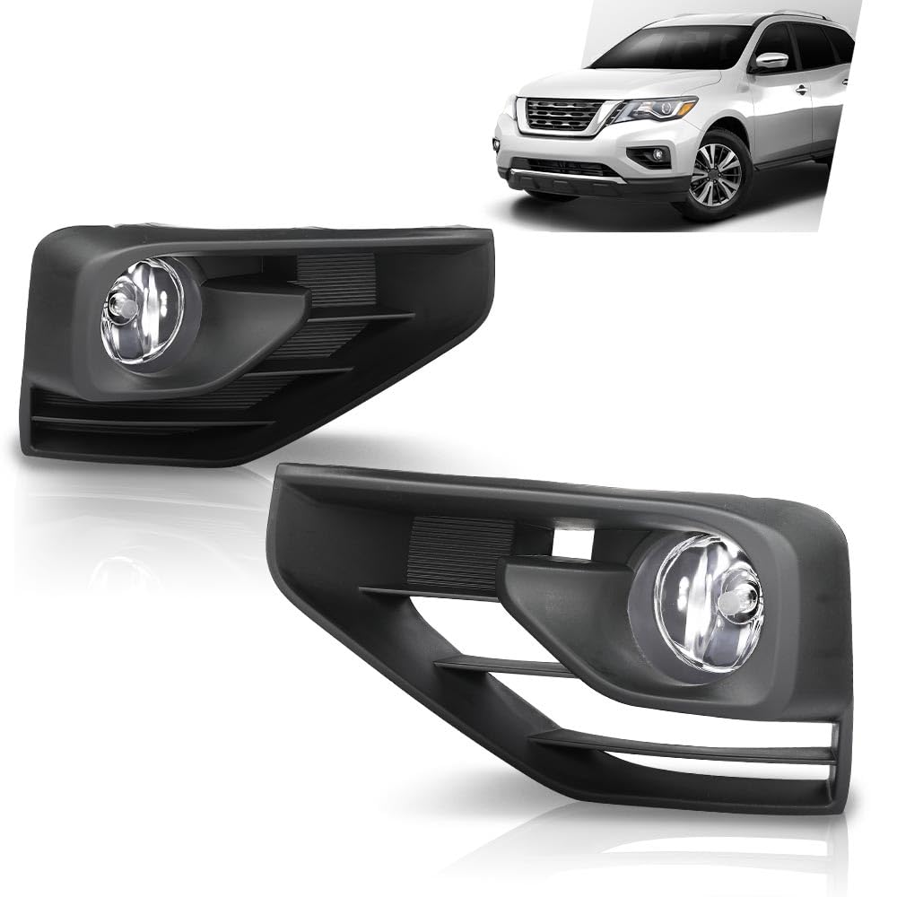 G-PLUS Fog Lights Bumper Lamps Assembly Left and Right Side W/Wiring Harness Compatible with Nissan Pathfinder 2017-2020 261509B90E, 261509B90E Black