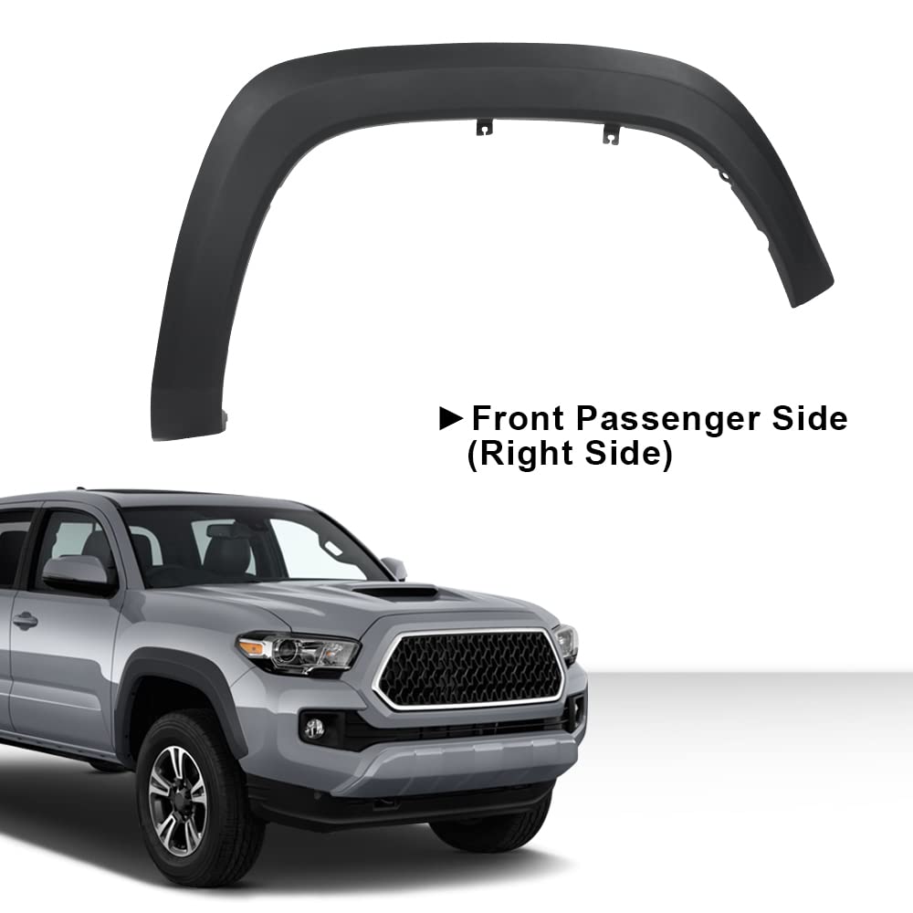 G-PLUS Fender Flares Front Passenger Side Compatible with Toyota Tacoma 2016 2017 2018 2019 2020 2021 Fender Flares Moulding Trim Wheel Opening Molding Set 7587104060 TO1291109C